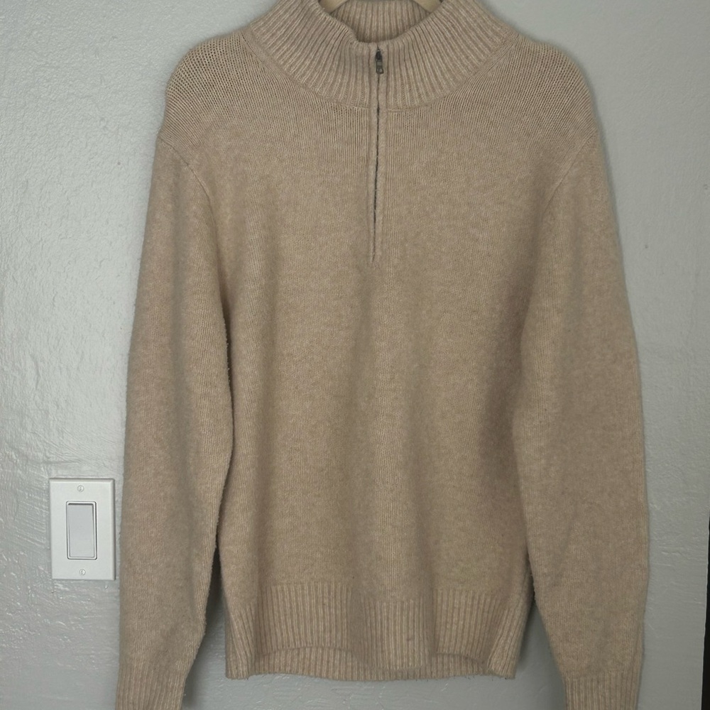 Uniqlo Cream Quarter-Zip Sweater